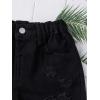 imageVerdusa Girls Raw Hem Elastic Waist Ripped Casual Denim ShortsBlack