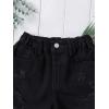 imageVerdusa Girls Raw Hem Elastic Waist Ripped Casual Denim ShortsBlack