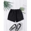 imageVerdusa Girls Raw Hem Elastic Waist Ripped Casual Denim ShortsBlack