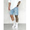 imageVerdusa Mens Raw Trim Ripped Straight Leg Casual Denim ShortsBlue