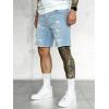 imageVerdusa Mens Raw Trim Ripped Straight Leg Casual Denim ShortsBlue