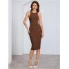 imageVerdusa Womens Fall Dress Sleeveless Ribbed Knit Midi Tank Dress Wedding Guest Dress Sweater DressesDark Brown