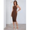 imageVerdusa Womens Fall Dress Sleeveless Ribbed Knit Midi Tank Dress Wedding Guest Dress Sweater DressesDark Brown