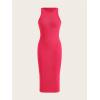 imageVerdusa Womens Fall Dress Sleeveless Ribbed Knit Midi Tank Dress Wedding Guest Dress Sweater DressesHot Pink