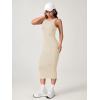imageVerdusa Womens Fall Dress Sleeveless Ribbed Knit Midi Tank Dress Wedding Guest Dress Sweater DressesLight Beige