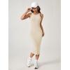 imageVerdusa Womens Fall Dress Sleeveless Ribbed Knit Midi Tank Dress Wedding Guest Dress Sweater DressesLight Beige