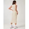 imageVerdusa Womens Fall Dress Sleeveless Ribbed Knit Midi Tank Dress Wedding Guest Dress Sweater DressesLight Beige
