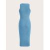 imageVerdusa Womens Fall Dress Sleeveless Ribbed Knit Midi Tank Dress Wedding Guest Dress Sweater DressesLight Blue