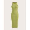 imageVerdusa Womens Fall Dress Sleeveless Ribbed Knit Midi Tank Dress Wedding Guest Dress Sweater DressesLime Green