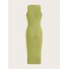 imageVerdusa Womens Fall Dress Sleeveless Ribbed Knit Midi Tank Dress Wedding Guest Dress Sweater DressesLime Green