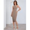 imageVerdusa Womens Fall Dress Sleeveless Ribbed Knit Midi Tank Dress Wedding Guest Dress Sweater DressesMocha Brown