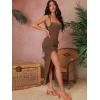 imageVerdusa Womens Lace Up Backless Strappy Sleeveless Split Long Cami DressCoffee Brown
