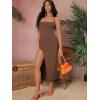 imageVerdusa Womens Lace Up Backless Strappy Sleeveless Split Long Cami DressCoffee Brown