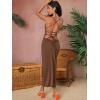 imageVerdusa Womens Lace Up Backless Strappy Sleeveless Split Long Cami DressCoffee Brown