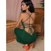 imageVerdusa Womens Lace Up Backless Strappy Sleeveless Split Long Cami DressDark Green