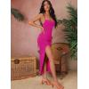 imageVerdusa Womens Lace Up Backless Strappy Sleeveless Split Long Cami DressHot Pink