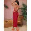 imageVerdusa Womens Lace Up Backless Strappy Sleeveless Split Long Cami DressRed