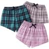 imageVerdusa Girls 3pack Plaid Print Elastic Waist Casual ShortsGreen Pink
