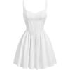 imageVerdusa Womens Backless Sweetheart Neck Sleeveless High Waist A Line Swing Flared Short Cami DressWhite