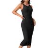 imageVerdusa Womens Fall Dress Sleeveless Ribbed Knit Midi Tank Dress Wedding Guest Dress Sweater DressesDark Black