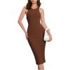 imageVerdusa Womens Fall Dress Sleeveless Ribbed Knit Midi Tank Dress Wedding Guest Dress Sweater DressesDark Brown