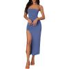 imageVerdusa Womens Lace Up Backless Strappy Sleeveless Split Long Cami DressBlue