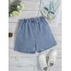 imageVerdusa Girls Pleated Button Front Denim Shorts Elastic Waist Jean SkortBlue