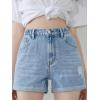 imageVerdusa Girls Roll Up Hem Elastic Waist Ripped Denim Shorts Cuffed Jean ShortsLight Wash