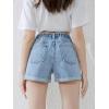 imageVerdusa Girls Roll Up Hem Elastic Waist Ripped Denim Shorts Cuffed Jean ShortsLight Wash