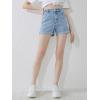 imageVerdusa Girls Roll Up Hem Elastic Waist Ripped Denim Shorts Cuffed Jean ShortsLight Wash