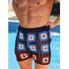 imageVerdusa Mens Colorblock Hollow Out Drawstring Waist Knit Crochet Shorts