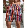 imageVerdusa Mens Elastic Waist Striped Summer Shorts with PocketsMulticolor