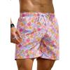 imageVerdusa Mens Floral Print Drawstring Waist Swim Trunks Beach ShortsPink Blue