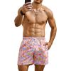 imageVerdusa Mens Floral Print Drawstring Waist Swim Trunks Beach ShortsPink Blue