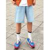 imageVerdusa Mens Frayed Raw Hem Loose Bermuda Denim ShortsLight Blue