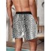 imageVerdusa Mens Leopard Print Drawstring Waist Swim Trunks Beach ShortsBlack and White
