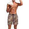 imageVerdusa Mens Leopard Print Drawstring Waist Swim Trunks Beach ShortsBrown Cheetah