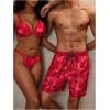 imageVerdusa Mens Leopard Print Drawstring Waist Swim Trunks Beach ShortsDark Red