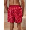imageVerdusa Mens Leopard Print Drawstring Waist Swim Trunks Beach ShortsDark Red