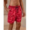imageVerdusa Mens Leopard Print Drawstring Waist Swim Trunks Beach ShortsDark Red