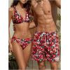 imageVerdusa Mens Leopard Print Drawstring Waist Swim Trunks Beach ShortsRed