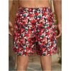 imageVerdusa Mens Leopard Print Drawstring Waist Swim Trunks Beach ShortsRed