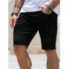 imageVerdusa Mens Straight Leg Ripped Raw Trim Denim Shorts Slim Fit Stretch Jean ShortsBlack