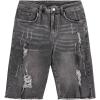 imageVerdusa Mens Straight Leg Ripped Raw Trim Denim Shorts Slim Fit Stretch Jean ShortsGrey