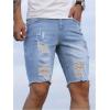 imageVerdusa Mens Straight Leg Ripped Raw Trim Denim Shorts Slim Fit Stretch Jean ShortsLight Blue