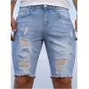 imageVerdusa Mens Straight Leg Ripped Raw Trim Denim Shorts Slim Fit Stretch Jean ShortsLight Blue
