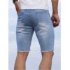imageVerdusa Mens Straight Leg Ripped Raw Trim Denim Shorts Slim Fit Stretch Jean ShortsLight Blue