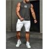 imageVerdusa Mens Straight Leg Ripped Raw Trim Denim Shorts Slim Fit Stretch Jean ShortsWhite