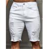 imageVerdusa Mens Straight Leg Ripped Raw Trim Denim Shorts Slim Fit Stretch Jean ShortsWhite