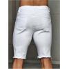 imageVerdusa Mens Straight Leg Ripped Raw Trim Denim Shorts Slim Fit Stretch Jean ShortsWhite